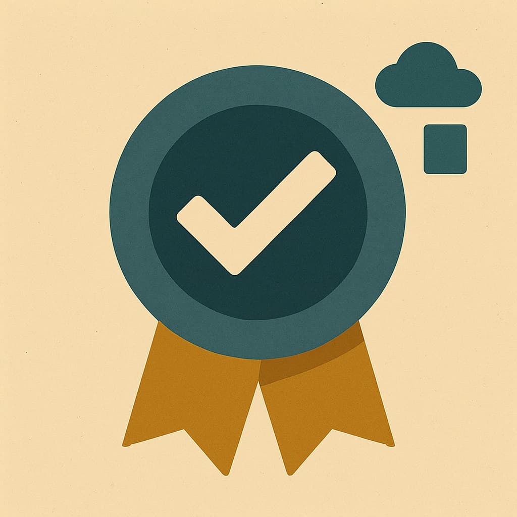 Badge med flueben.